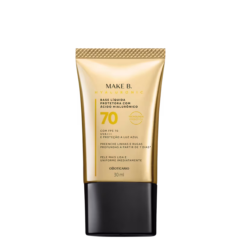 Base Líquida Protetora Com Ácido Hialurônico FPS 70 Make B. Hyaluronic cor 60 30ml