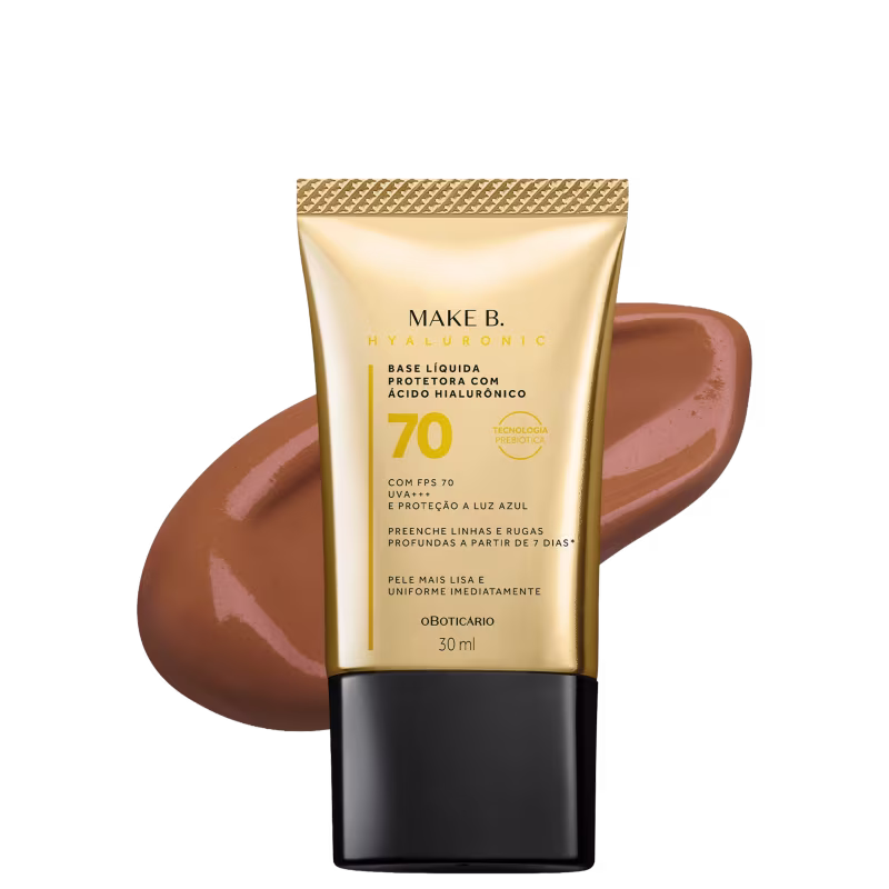 Make B. o Boticário Hyaluronic FPS 70 cor 70 - Base Líquida Protetora 30ml