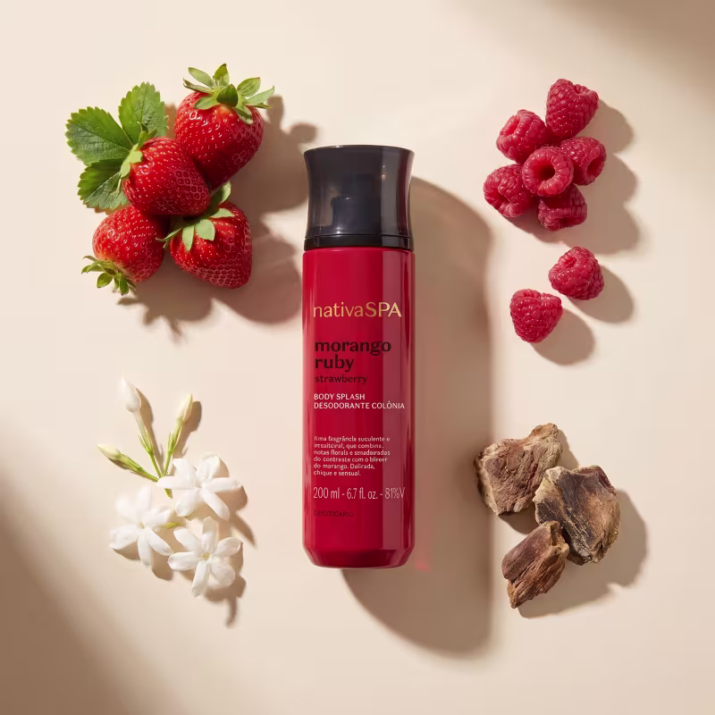 Body Splash Desodorante Colônia Nativa SPA Morango Ruby 200ml