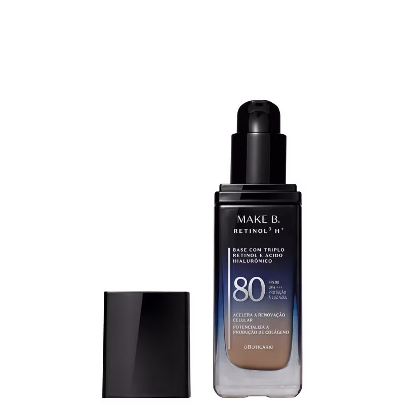 Make B. Retinol³ H+ o Boticário Cor 130Q FPS80 - Base Líquida 26g