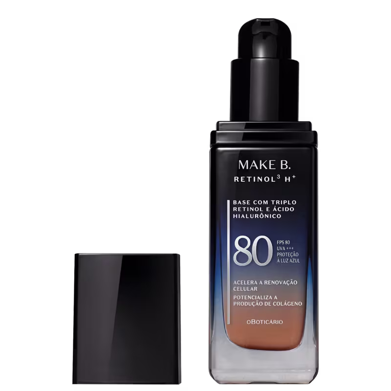 Make B. Retinol³ H+ o Boticário Cor 185F FPS80 - Base Líquida 26g