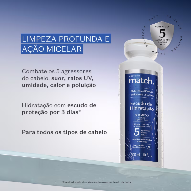 Shampoo Match. Escudo De Hidratação 300ml