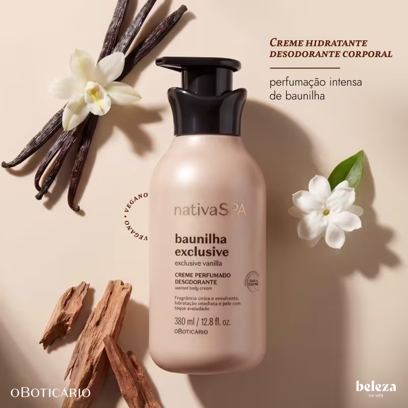 Nativa SPA o Boticário Baunilha Exclusive - Creme Perfumado Desodorante Corporal 380ml