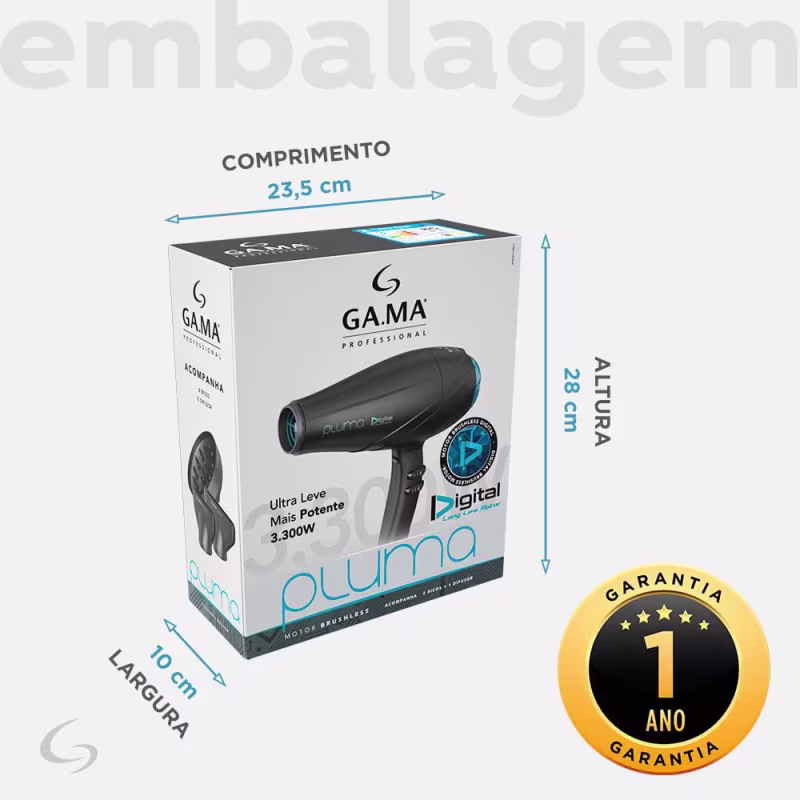 Secador Profissional Pluma Digital 3300W - 220V