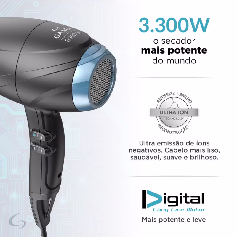 Secador Profissional Pluma Digital 3300W - 220V