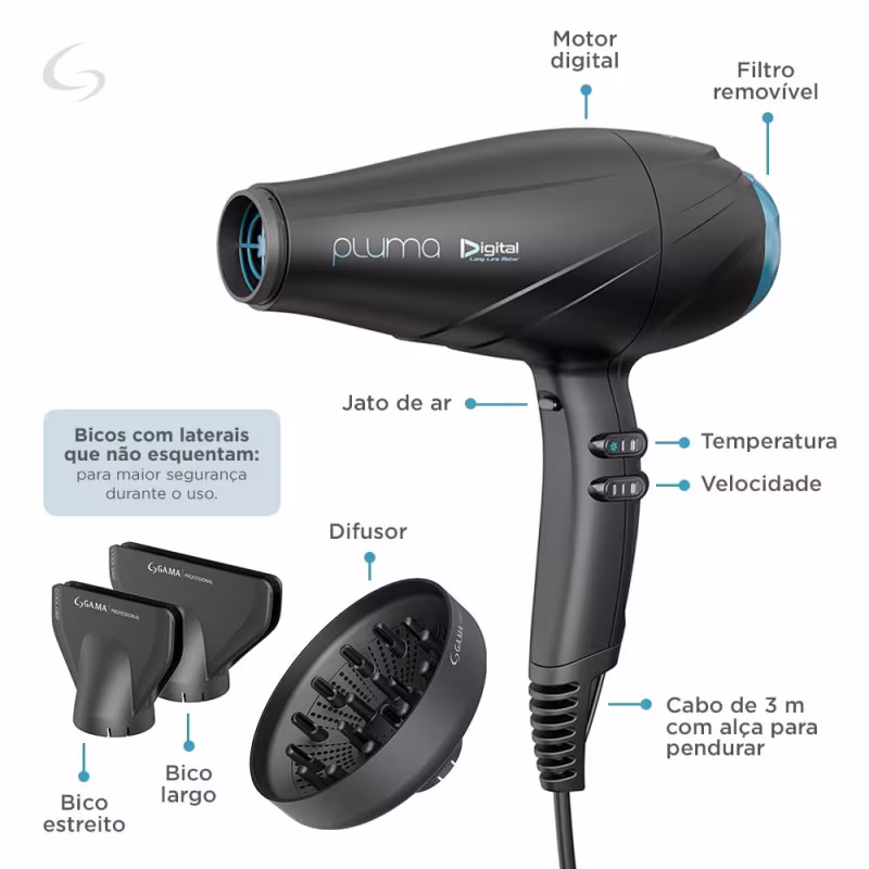 Secador Profissional Pluma Digital 3300W - 220V