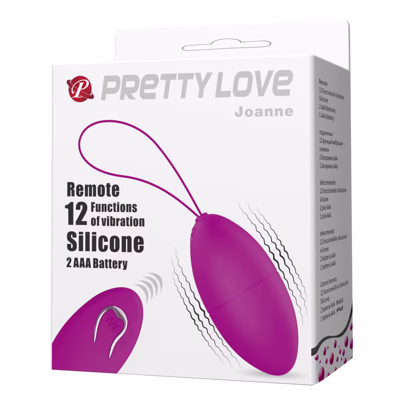Vibrador bullet em silicone com 12 modos de vibração e controle remoto sem fio - pretty love joanne | 7,5 x 3,5 cm