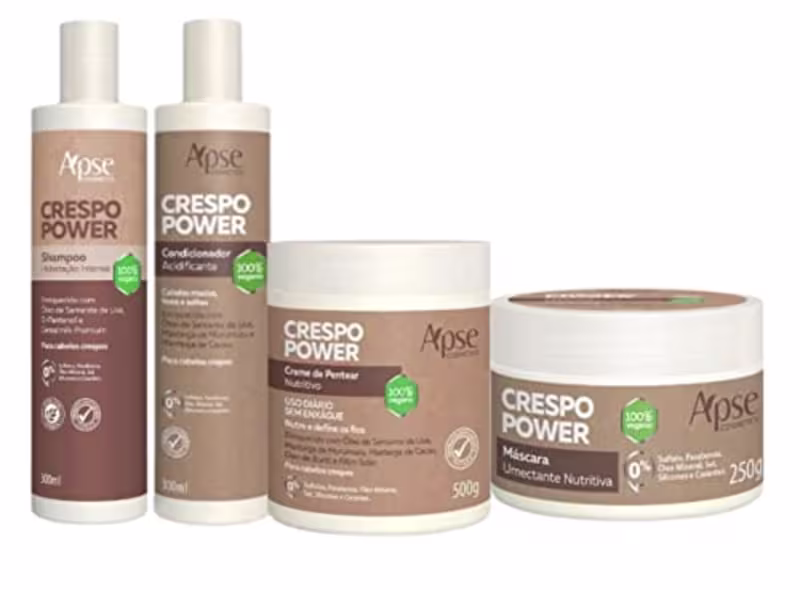 Kit Apse Shampoo, Condicionador, Creme de Pentear e Máscara Crespo Power
