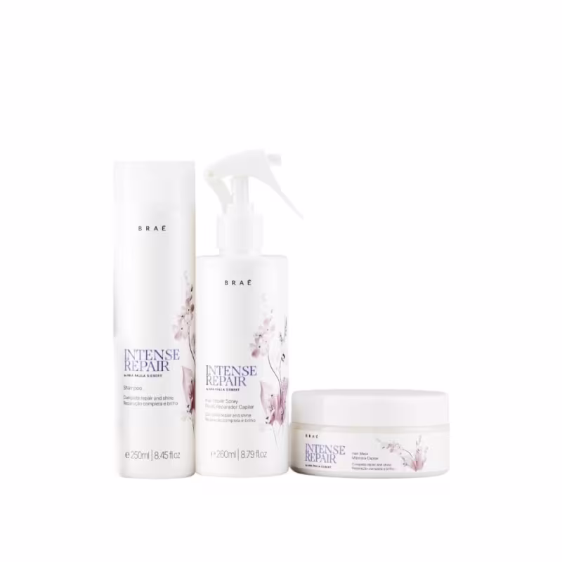 Kit Braé Intense Repair By Ana Paula Siebert - Shampoo 250ml + Hair Repair 260ml + Máscara 200g