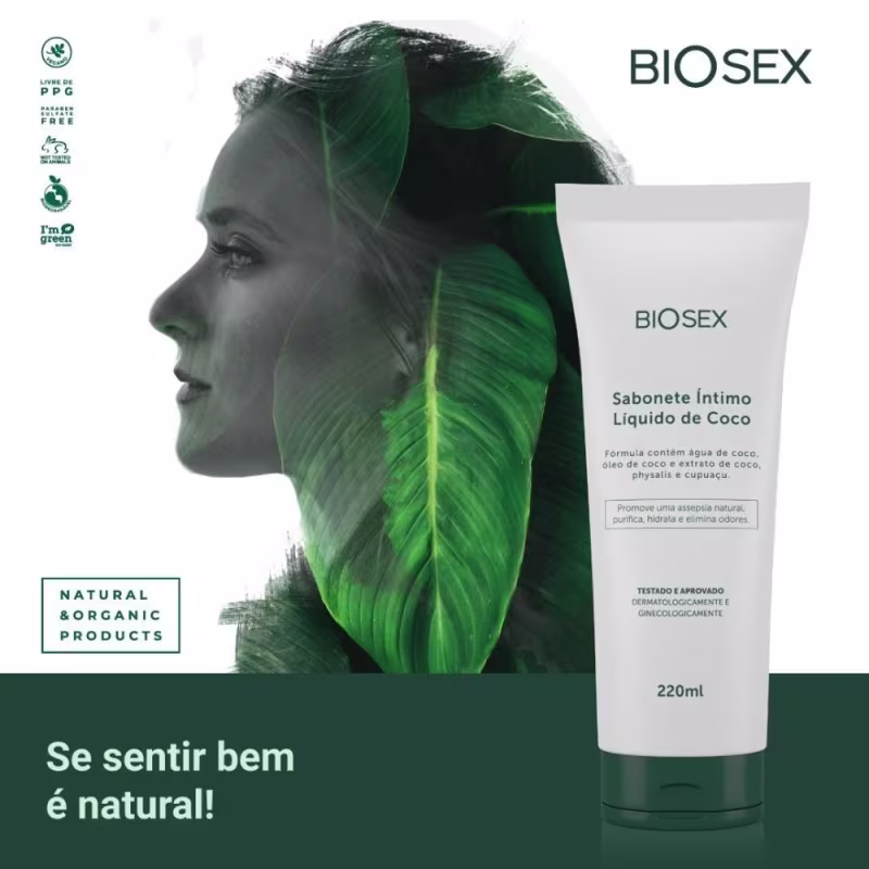 2 Sabonete Líquido Intimo Oleo De Côco Região Intima Biosex