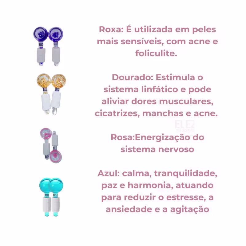 Ice Globes - Massageador Facial 2 Peças Cromoterapia lilás