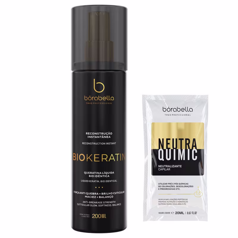 Kit Borabella Biokeratin + NeutraQuimic Sachê, 2 produtos.