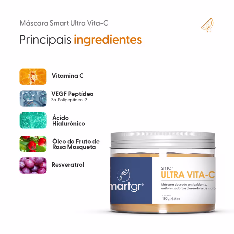 Smart Ultra Vita‑C – Máscara Facial Dourada – 120 g | Smart GR
