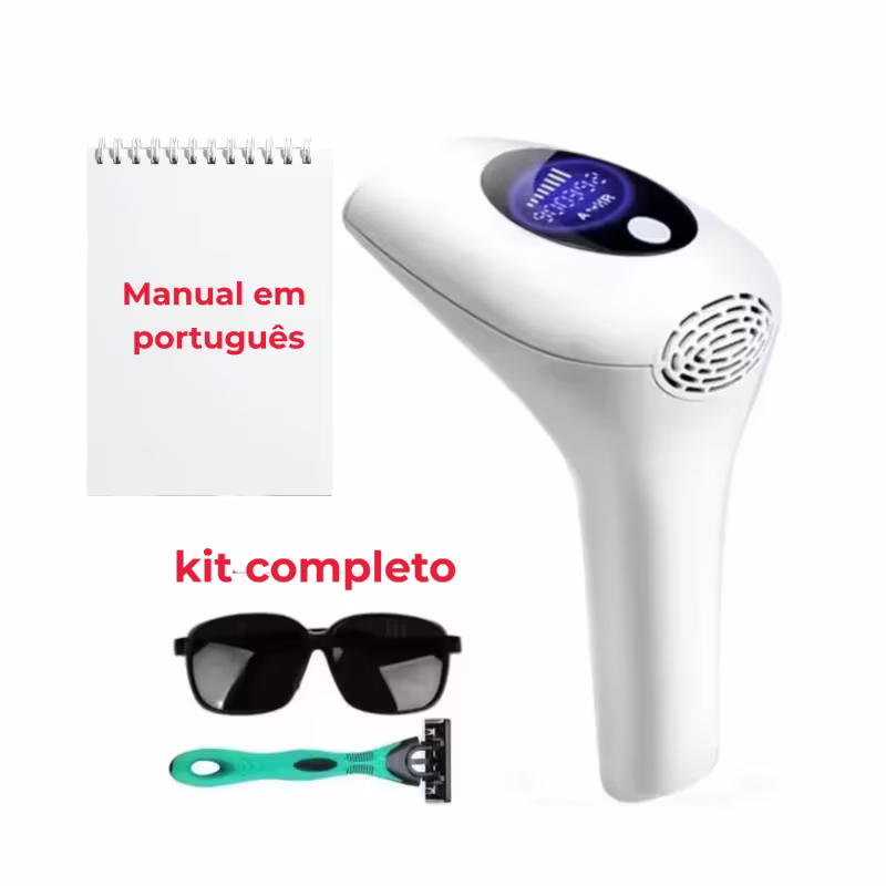 Depilador Laser IPL 900mil Disparos 8 Níveis Bivolt c/óculos
