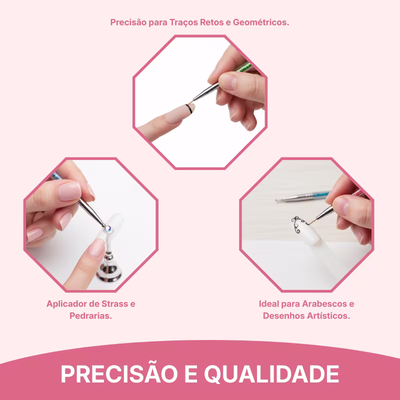 Pincéis Unhas Brilho Mágico Uso Profissional NYBC Beauty