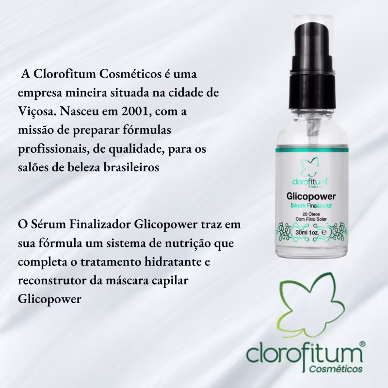 Sérum Finalizador Glicopower Clorofitum 30ml com 20 Óleos e Filtro Solar