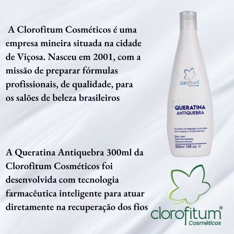Queratina Antiquebra 300ml Clorofitum Reconstrução Desemborrachante