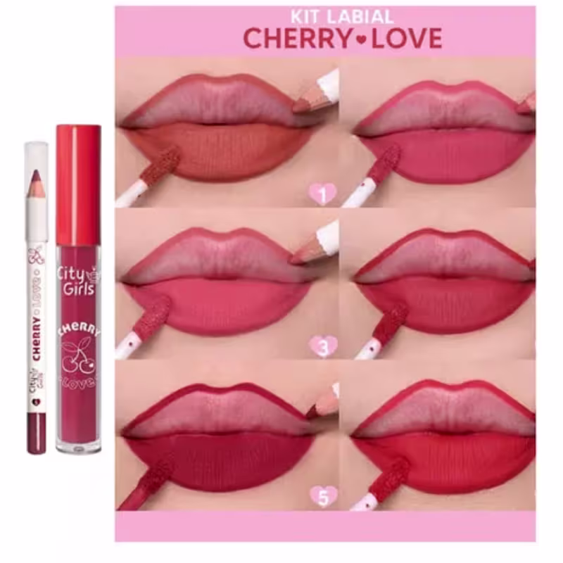kit Lapis de Contorno Labial e Batom Matte City Girl COR:Kit 04