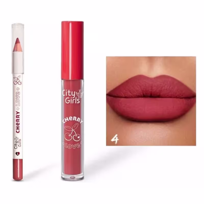 kit Lapis de Contorno Labial e Batom Matte City Girl COR:Kit 04
