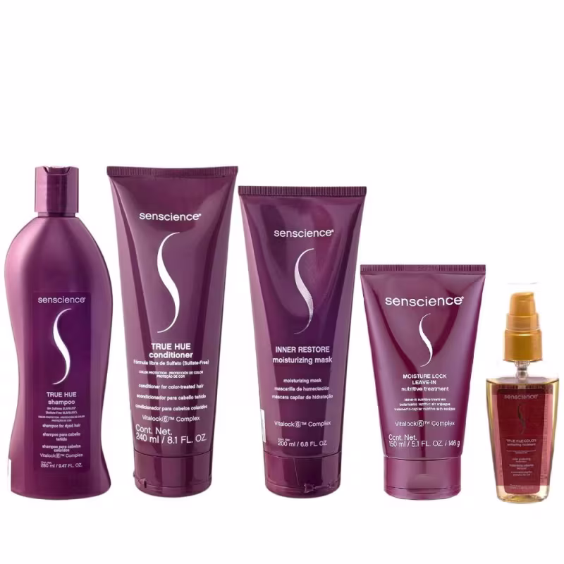 Kit Senscience True Hue Shampoo 280ml + Condicionador 240ml + Inner Deep 200ml + Moisture Lock 150ml + Sérum 55ml