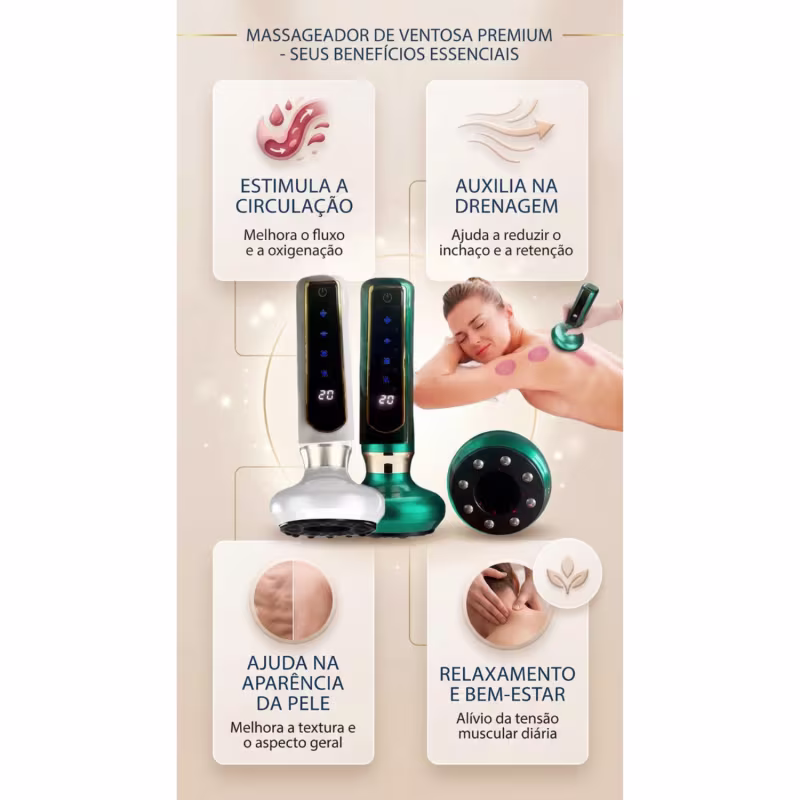 Massageador Ventosa p/ celulite Elétrico Infravermelho Corpo