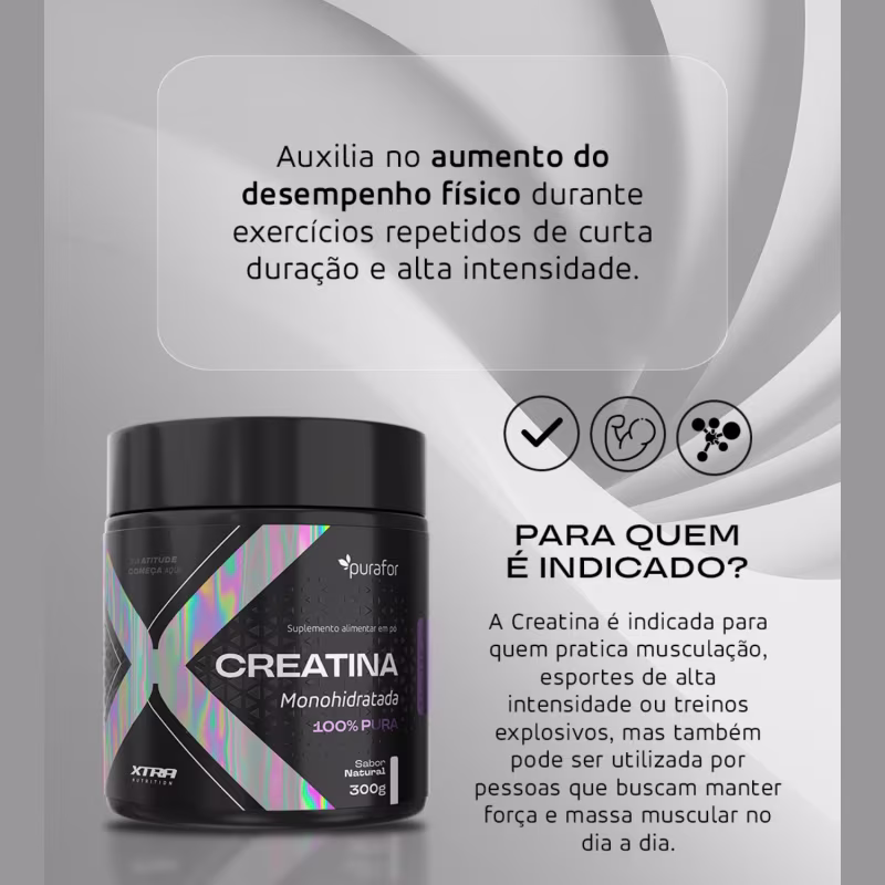 Kit 2 Creatina XTRA NUTRITION 100% Pura 300g Purafor – Força, Potência e Desempenho