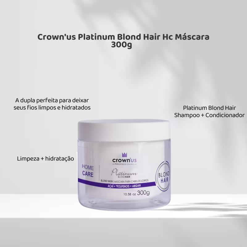 Crown'us Platinum Blond Hair Hc Máscara 300g