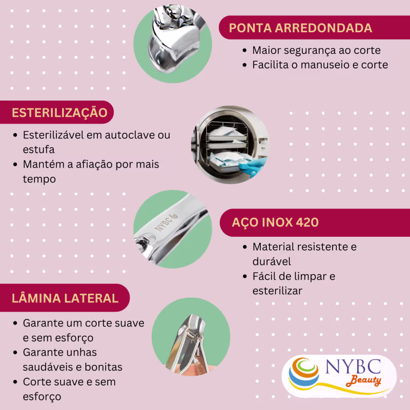 Kit NYBC Beauty Cortador de Unhas Lateral Double, 2 unidades.