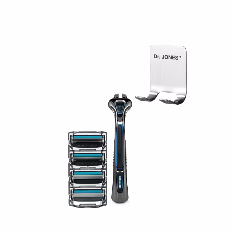 Kit Dr. Jones The Razor 4 + Suporte, 3 produtos.