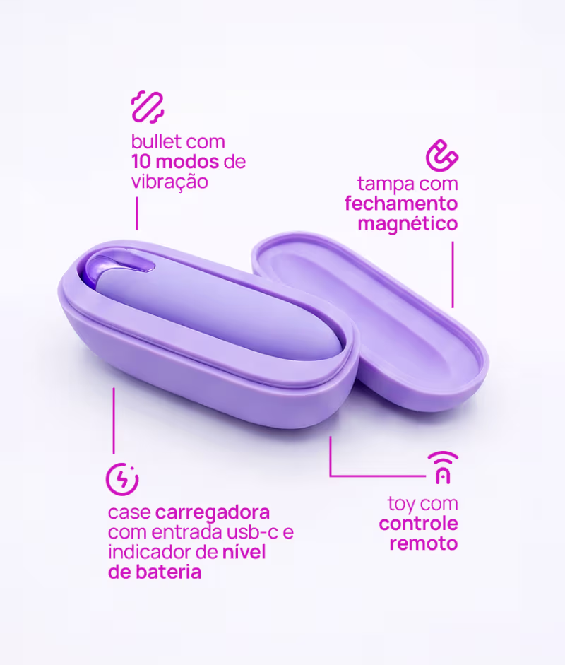 Dona Coelha Bossa - Vibrador Bullet Discreto com Controle Remoto
