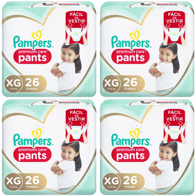 Kit 4 Fraldas Pampers Pants Premium Care Xg Com 26 Unidades cada