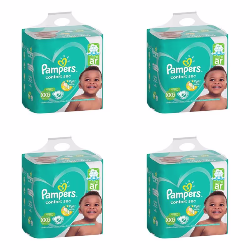 Kit 4 Fraldas Pampers Confort Sec Xxg 56 Unidades cada