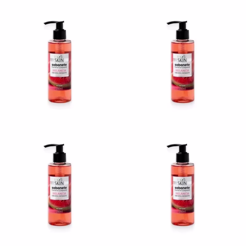 Kit c/4 Sabonetes Líquido Facial Corporal Muriel Skin Melância 200ml