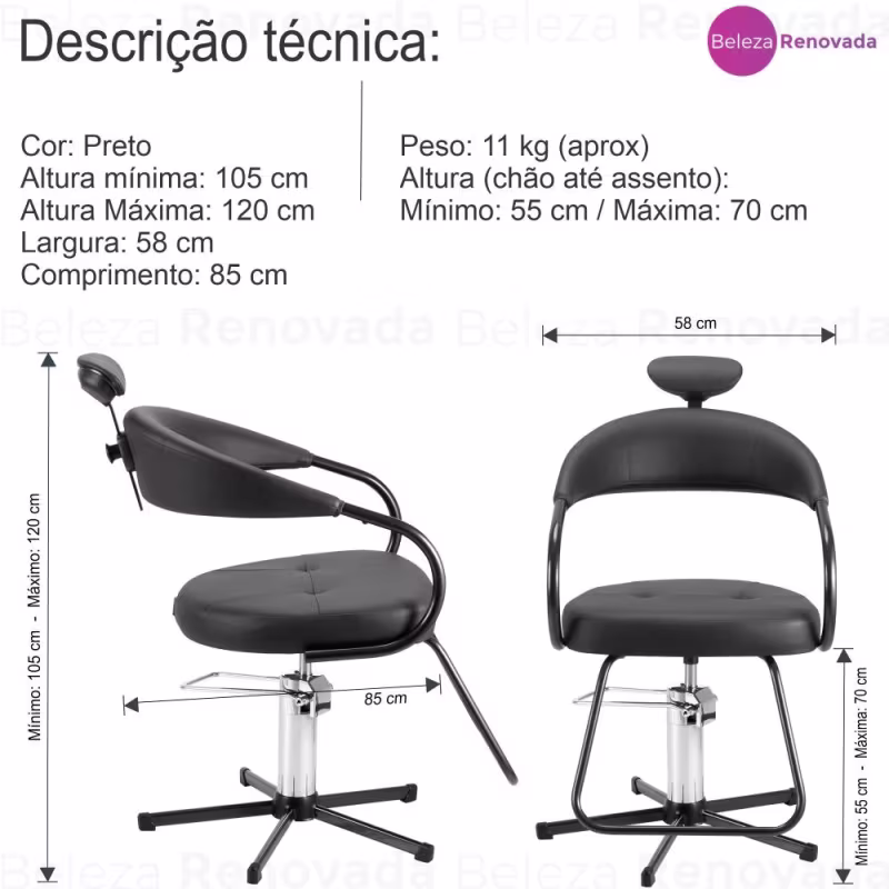 Poltrona Para Barbearia Salão De Beleza Cabeleireiro