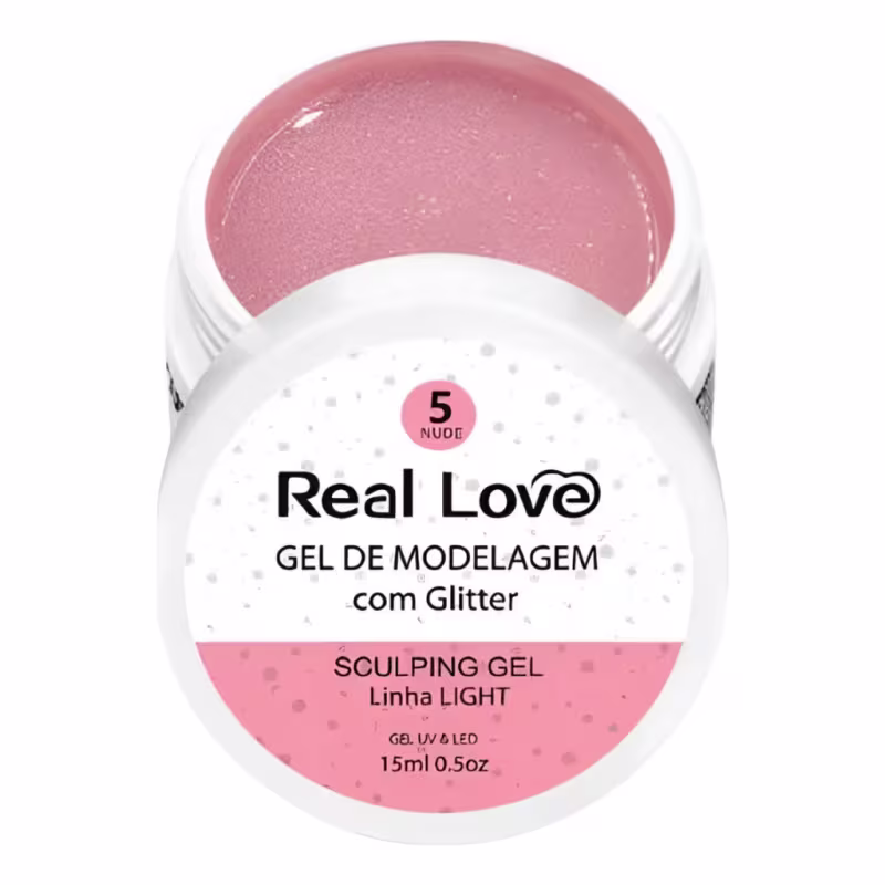 Gel De Alongamento Unha Com Glitter 05 Nude Real Love 15G
