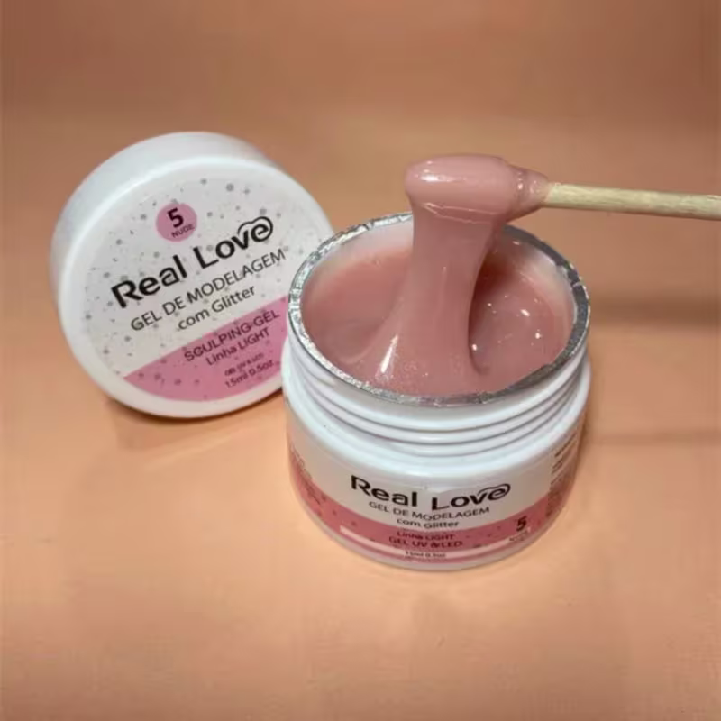Gel De Alongamento Unha Com Glitter 05 Nude Real Love 15G