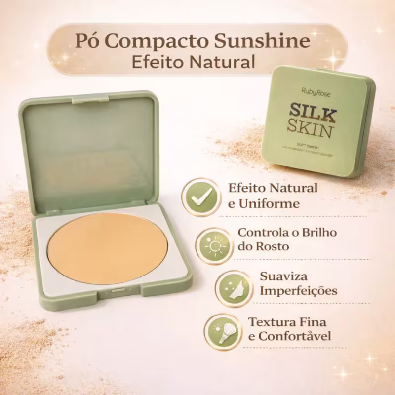 Pó Compacto Da Ruby Rose Efeito Natural E Matte Suns Citrine