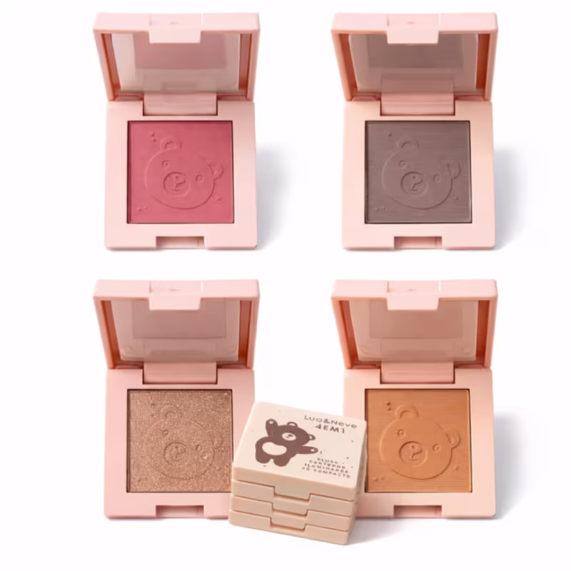 Paleta 4 Em 1 Blush,Contorno,Iluminador,Pó Compact