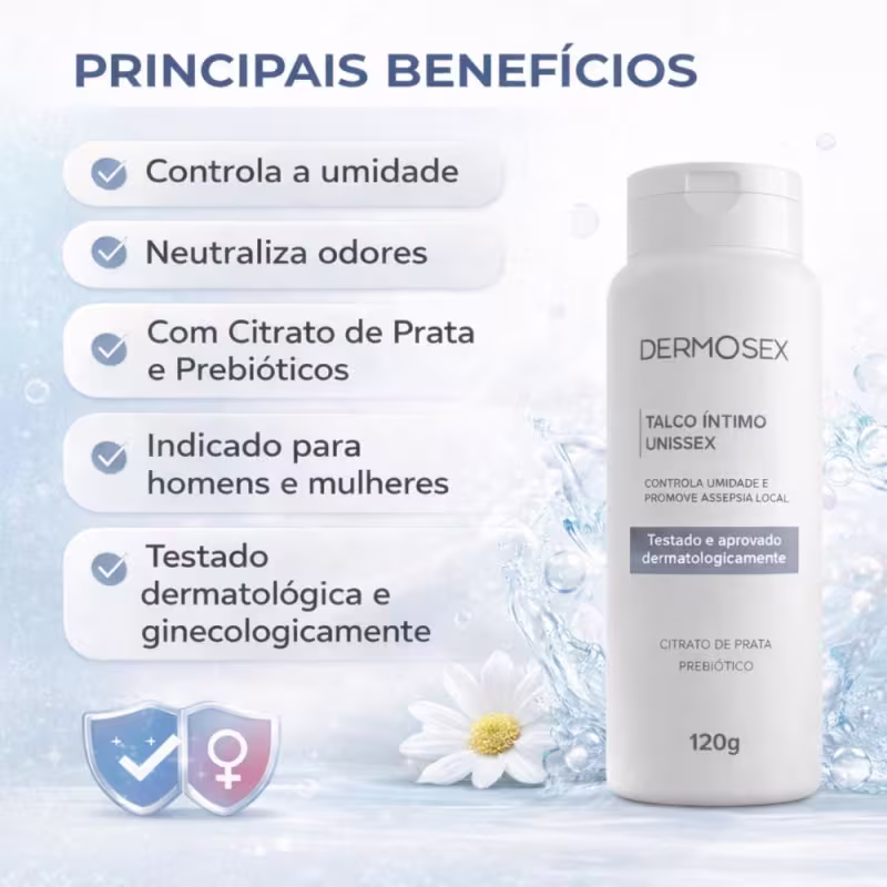Talco Intimo Feminino E Masculino Controla Umidade E Odores