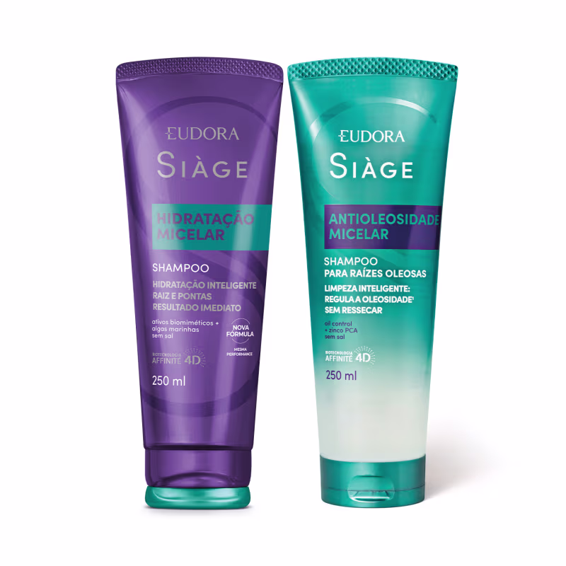Combo Siàge: Shampoo Hidratação Micelar 250ml + Shampoo Anti Oleosidade 250ml