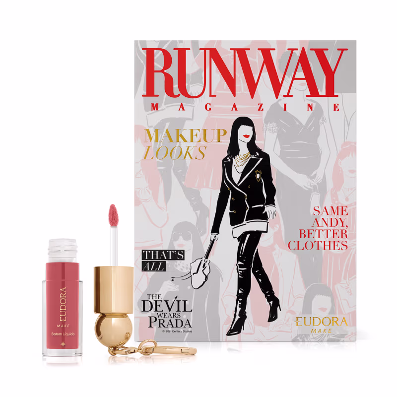 Combo O Diabo Veste Prada: Palette Runway Magazine 28g + Batom Líquido Fashion Icon Nude 4ml