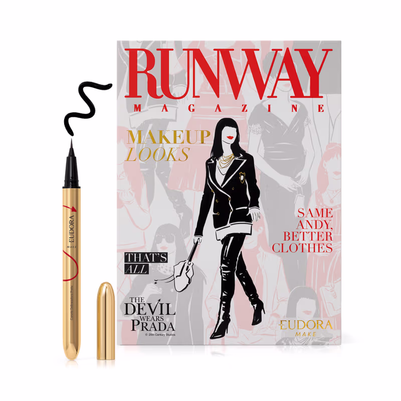 Kit Eudora O Diabo Veste Prada: Palette Runway Magazine + Caneta Delineadora Iconic Liner Preta (2 Produtos)