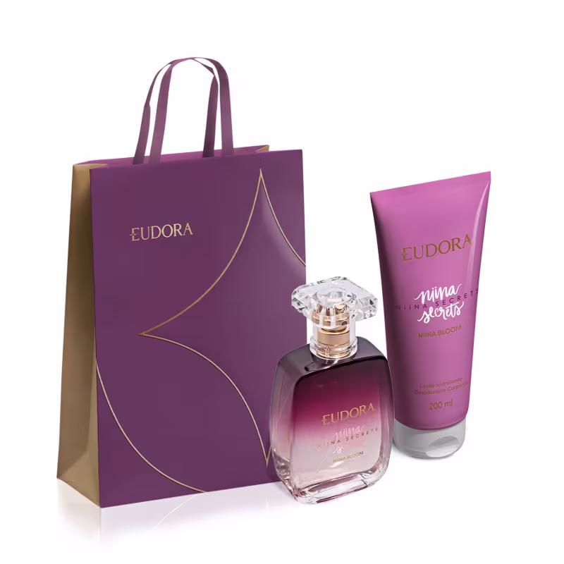 Combo Niina Secrets Bloom: Desodorante Colônia 100ml + Loção Corporal 200ml + Sacola