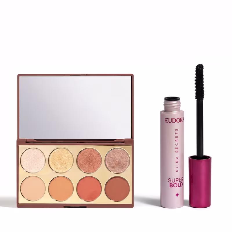 Combo Niina Secrets: Paleta de Sombra Neutrals 5,6g + Máscara para Cílios Super Bold 10g