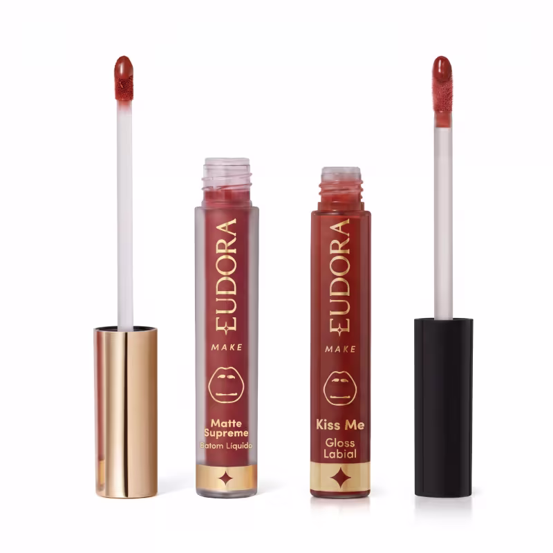 Combo Eudora e Adam: Batom Líquido Matte 4ml + Gloss Labial 5,2ml