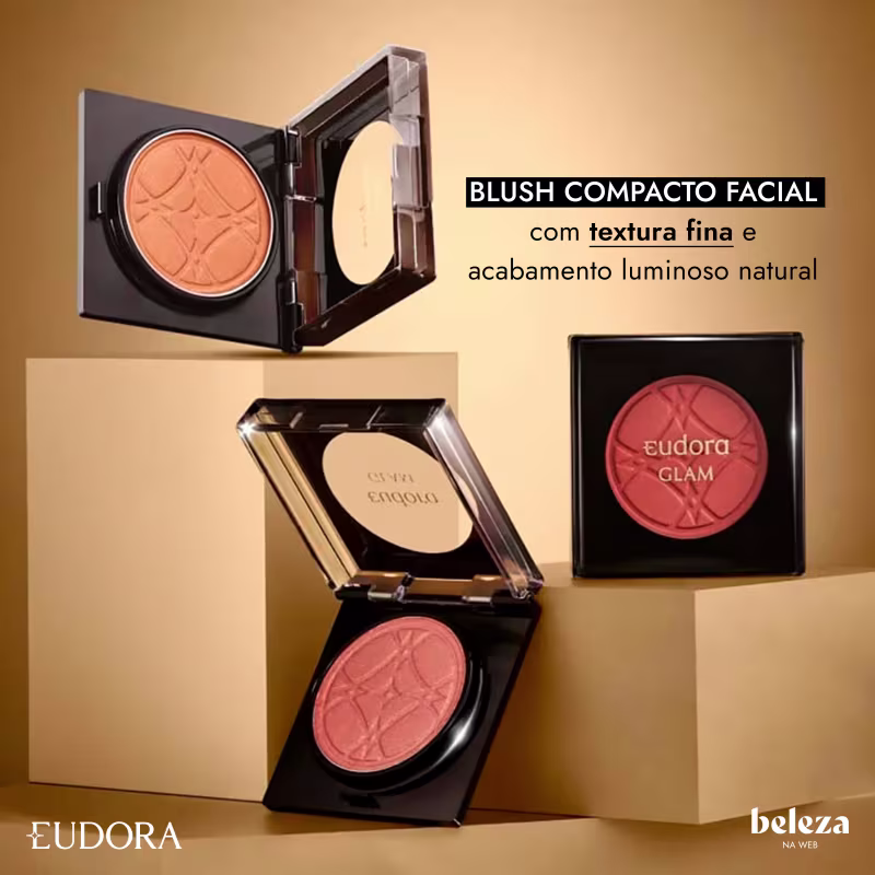BLUSH COMPACTO FACIAL com textura fina e acabamento luminoso natural