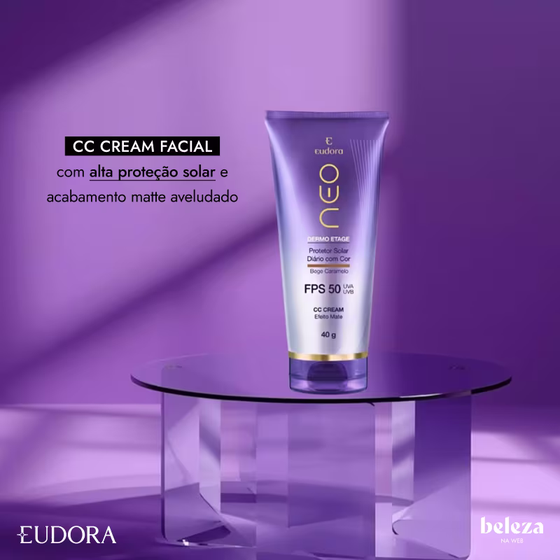 CC CREAM FACIAL com alta proteção solar e acabamento matte aveludado
