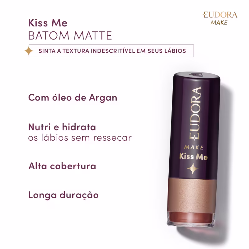 Batom Matte Vermelho Paparazzi Eudora Make Kiss Me 3,7g