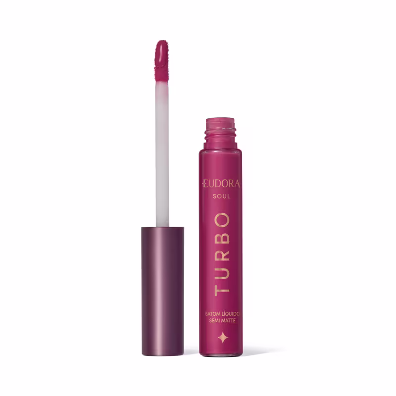 Batom Líquido Rosa Pink Turbinado Semi Mate  Eudora Make Kiss Me 5ml