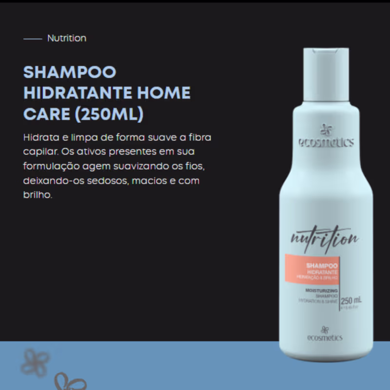 Kit Ecosmetics Nutrition Shampoo 250ml, Condicionador 250ml, Máscara 250ml, Defrisante Pré- Escova 250ml